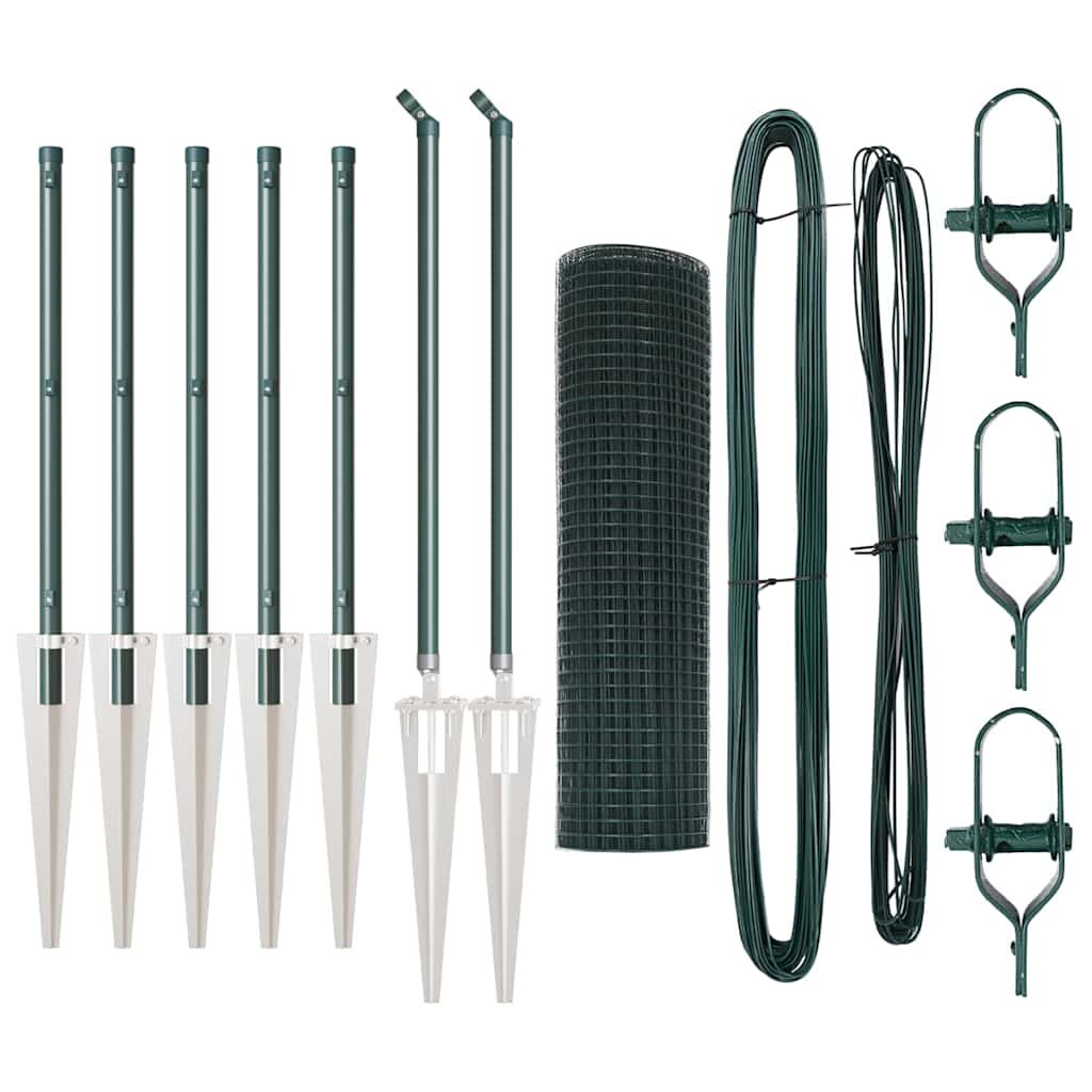 vidaXL Συρμάτινη Περίφραξη με 7 Στηρίγματα Πράσινη 0.6x10 μ Χάλυβας