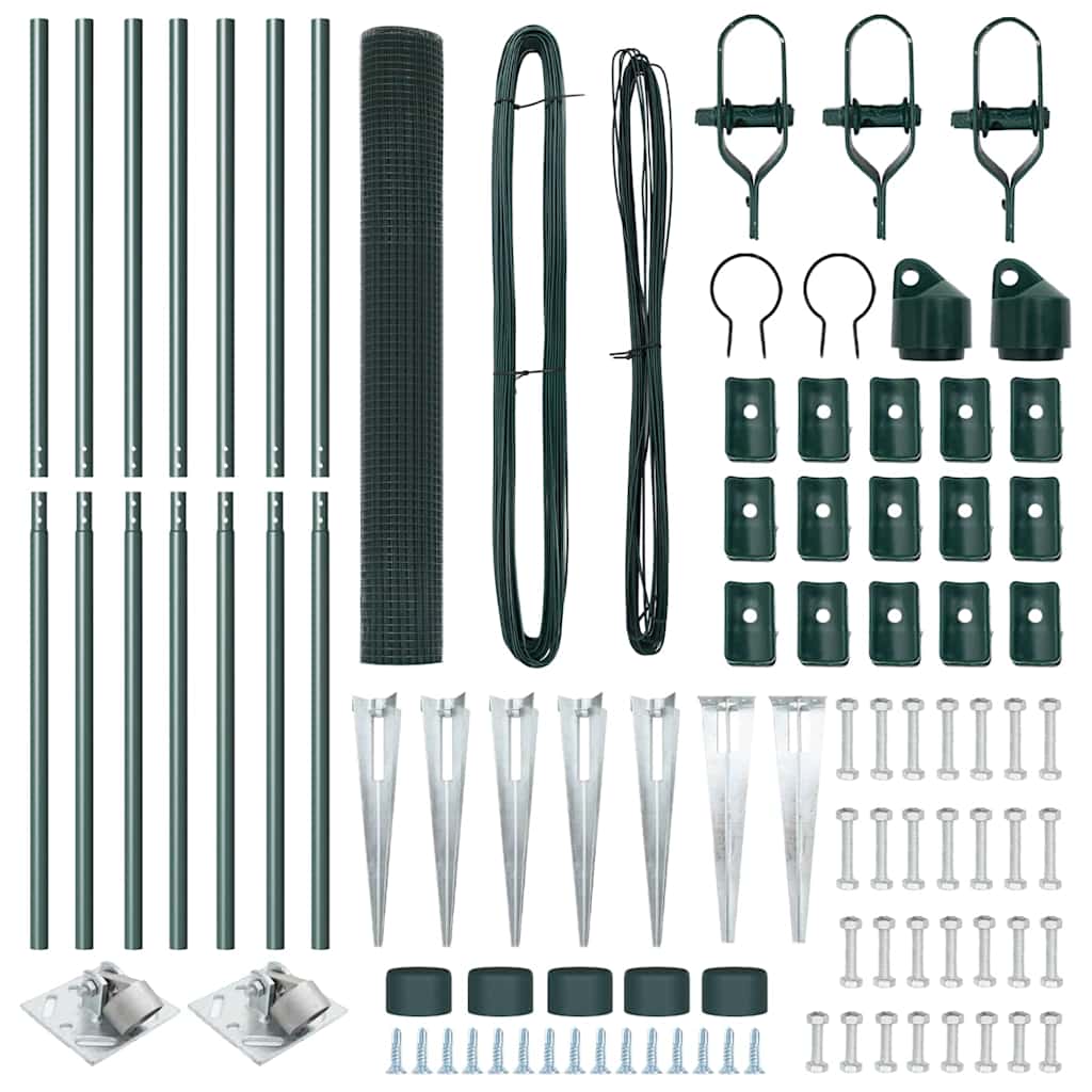 vidaXL Συρμάτινη Περίφραξη με 7 Αγκυρωτικά Πινάκια Πράσινο 1.2x10 μ Ατσάλι