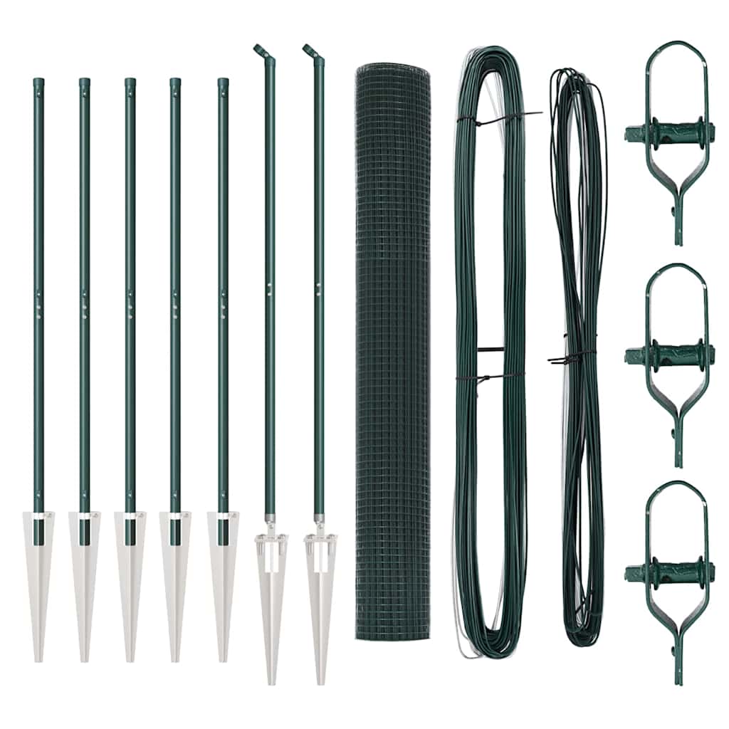 vidaXL Φράχτης Welded Wire με 7 Σταθερές Ψηφίδες Πράσινος 1.4x10 μ Μέταλλο