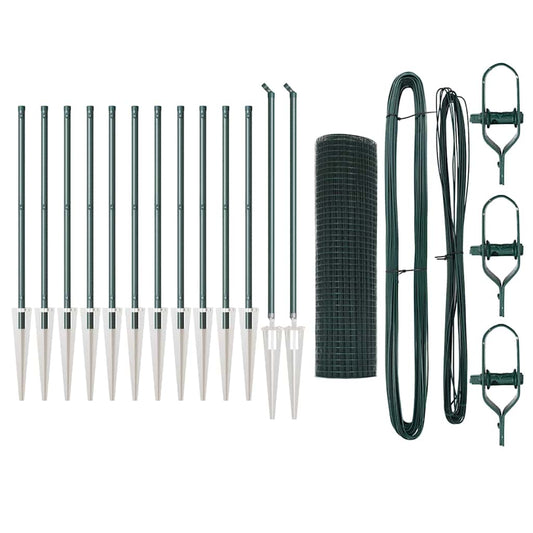 vidaXL Γαλβανισμένος φράχτης με 13 στήλες Πράσινος 0.6x25 μ Χάλυβας