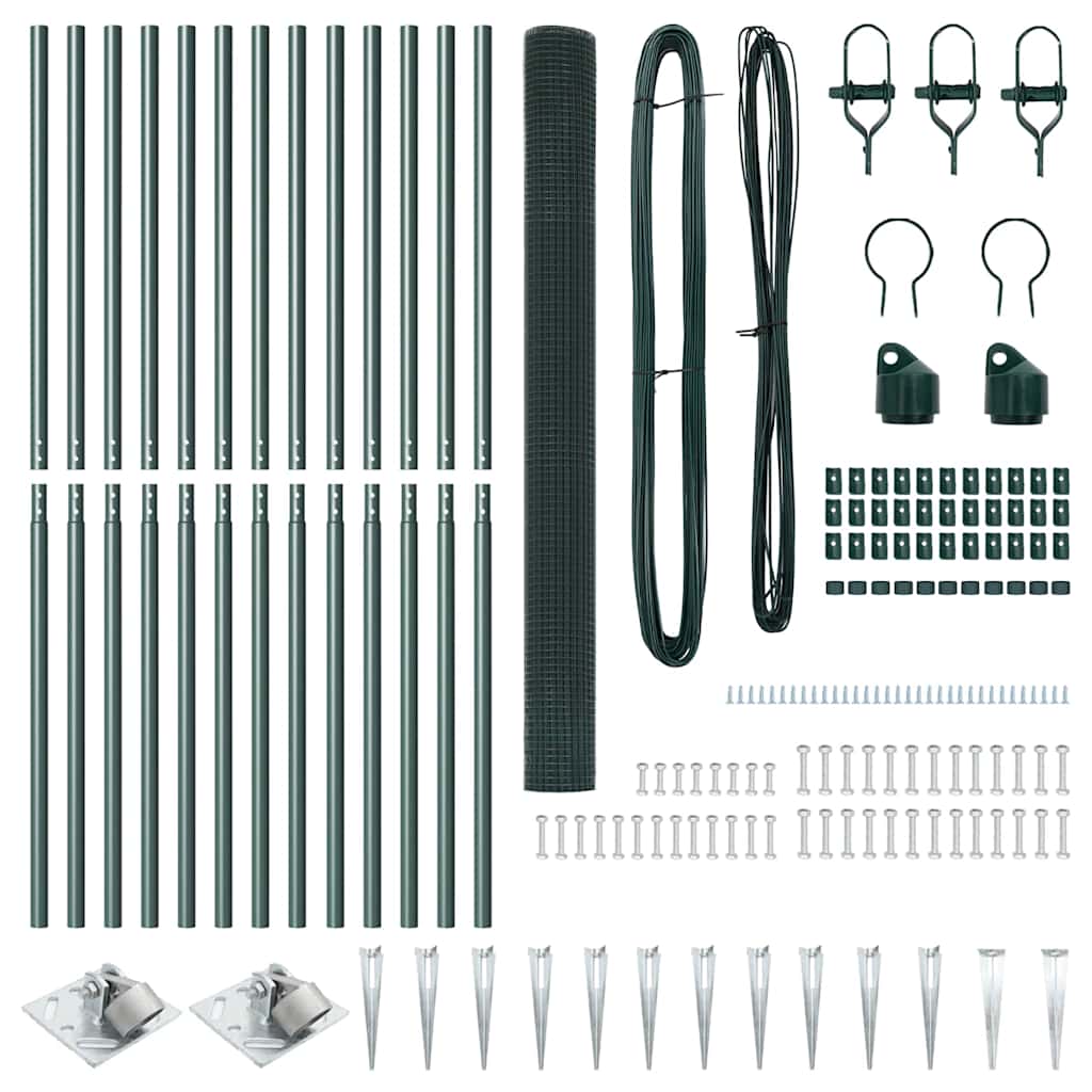 vidaXL Γαλβανισμένος Φράχτης με 13 Αγκυρωτές Πράσινος 1.6 x 2.5 μ