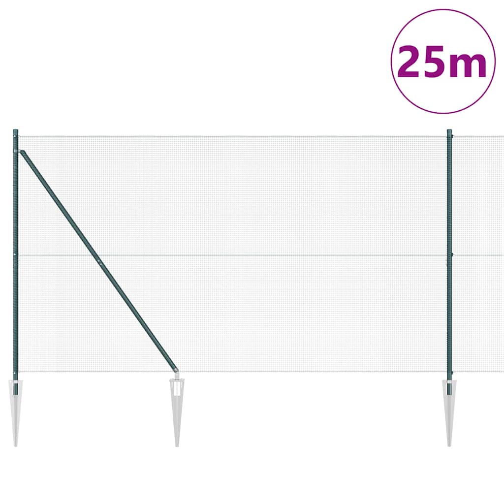 vidaXL Γαλβανισμένος Φράχτης με 13 Αγκυρωτές Πράσινος 1.6 x 2.5 μ