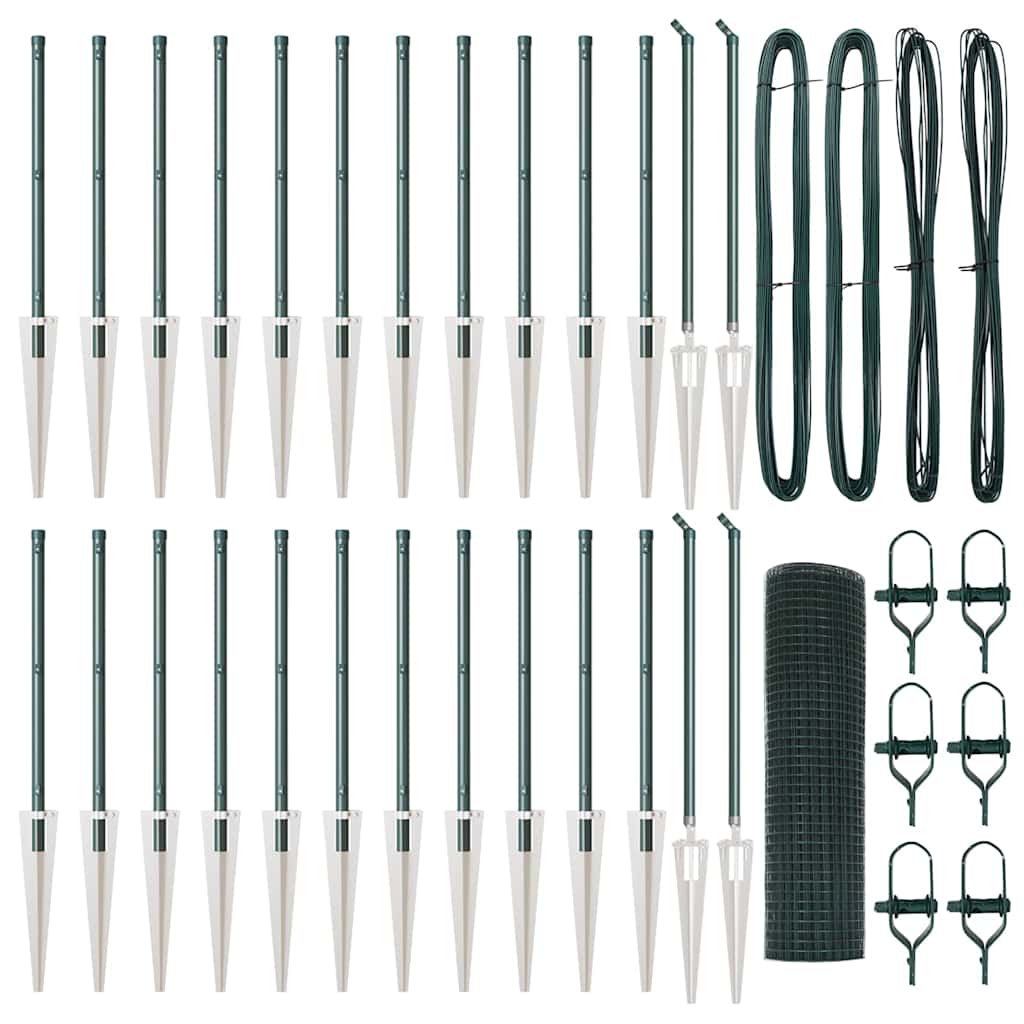 vidaXL Welded Wire Fence με 13 Άγκυρες Πράσινο 0.8x50 μ Χάλυβα