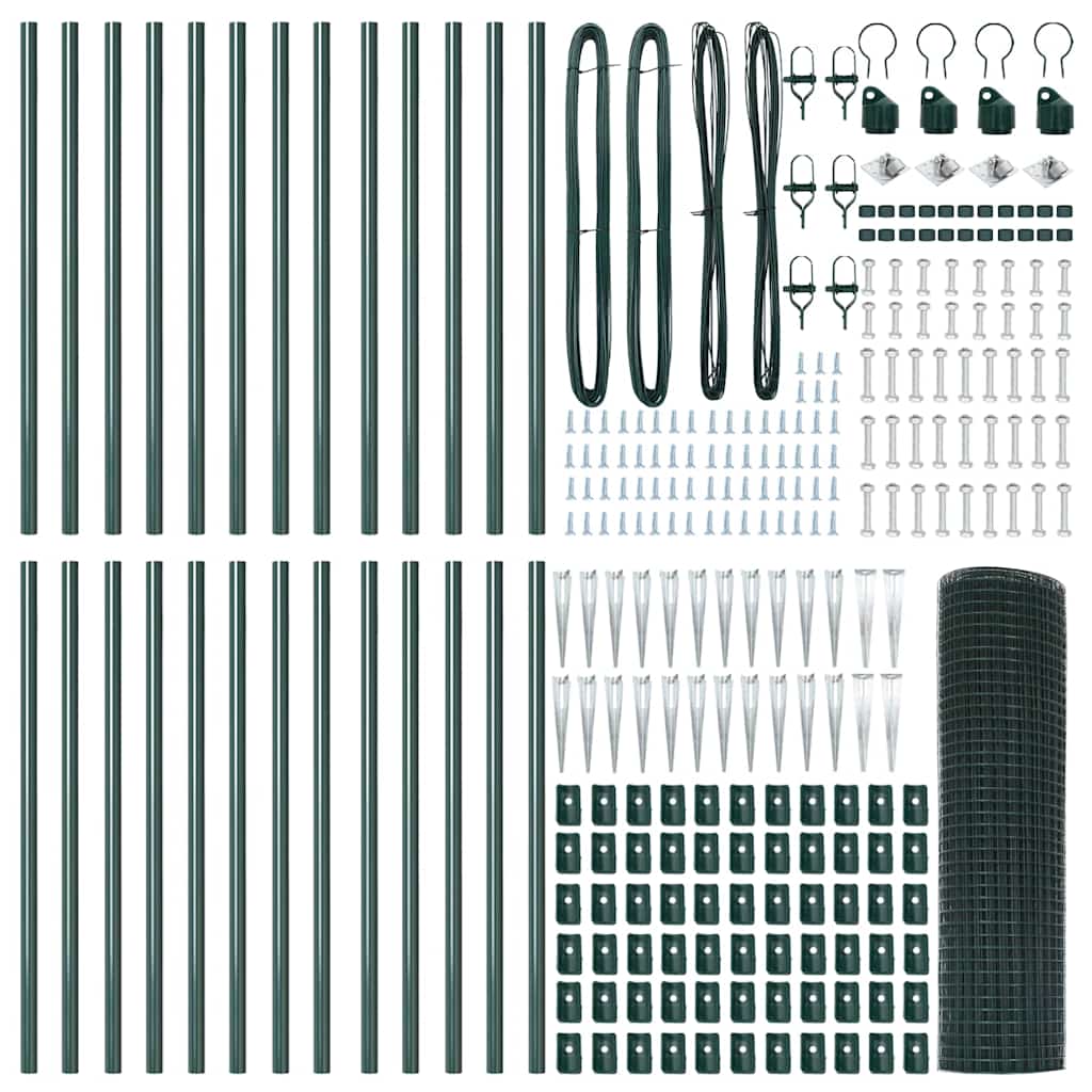 vidaXL Welded Wire Fence με 13 Άγκυρες Πράσινο 0.8x50 μ Χάλυβα