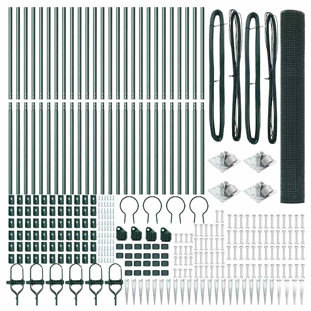 vidaXL Φράκτης Welded Wire με 13 Σπικάκια Πράσινος 1.2x50 μ Ατσάλι