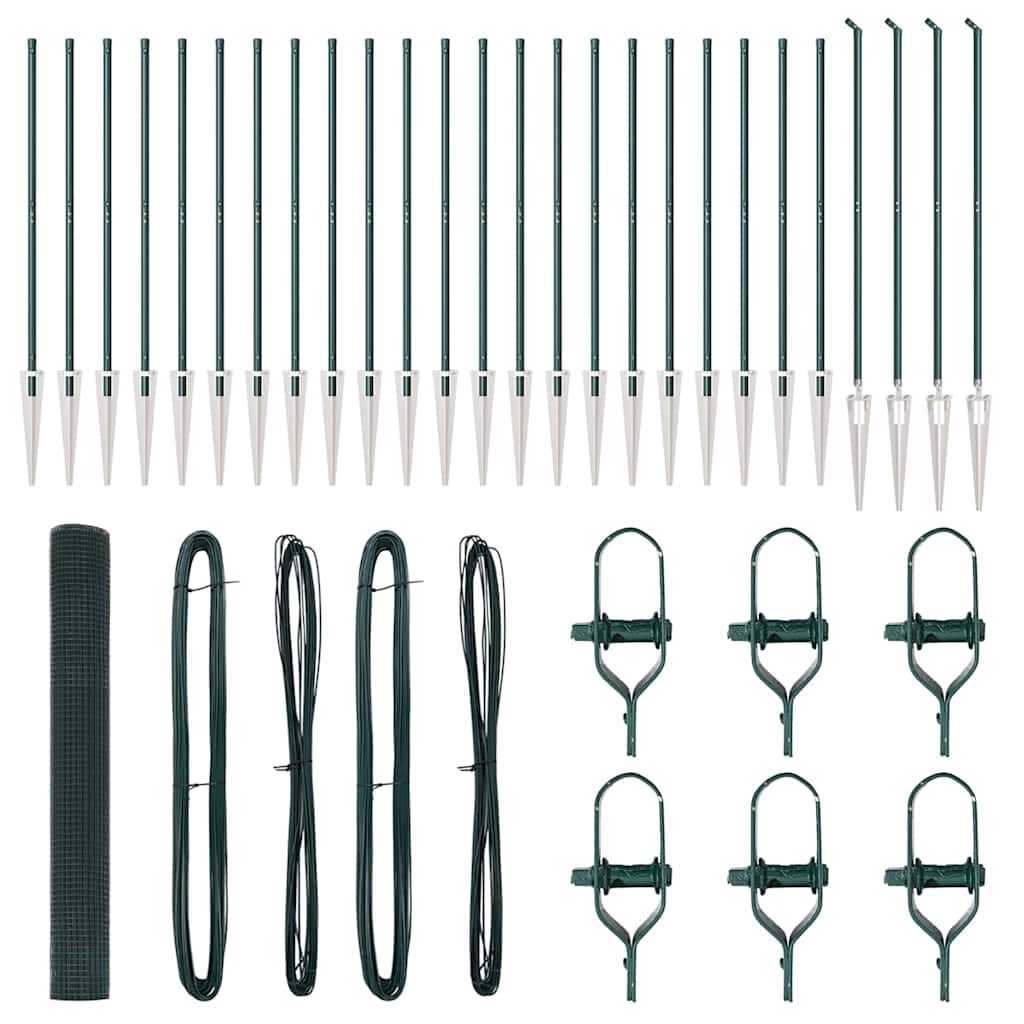 vidaXL Συρμάτινος Φράχτης με 13 άγκυρες Πράσινος 1.4x50 μ Μεταλλικός