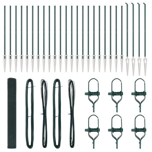 vidaXL Φράχτης με Συγκολλητό Σίδερο με 13 Στυλούς Σπικάκι Πράσινο 1.4x50 μ Σιδήρου