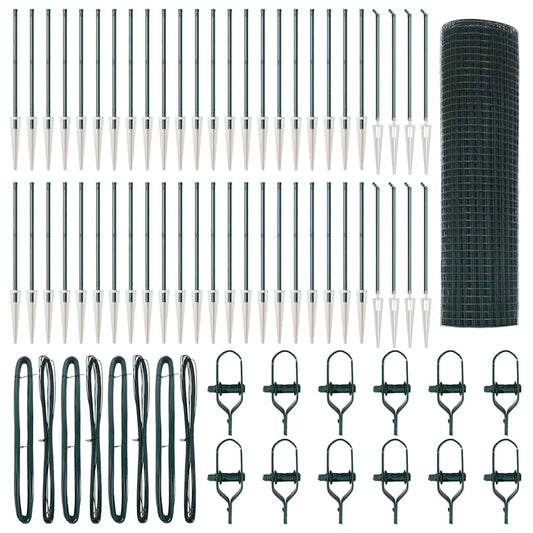 vidaXL Συγκολλητός Φράχτης με 13 Σπιρτόκουτα Πράσινο 0.4x100 m Χάλυβα