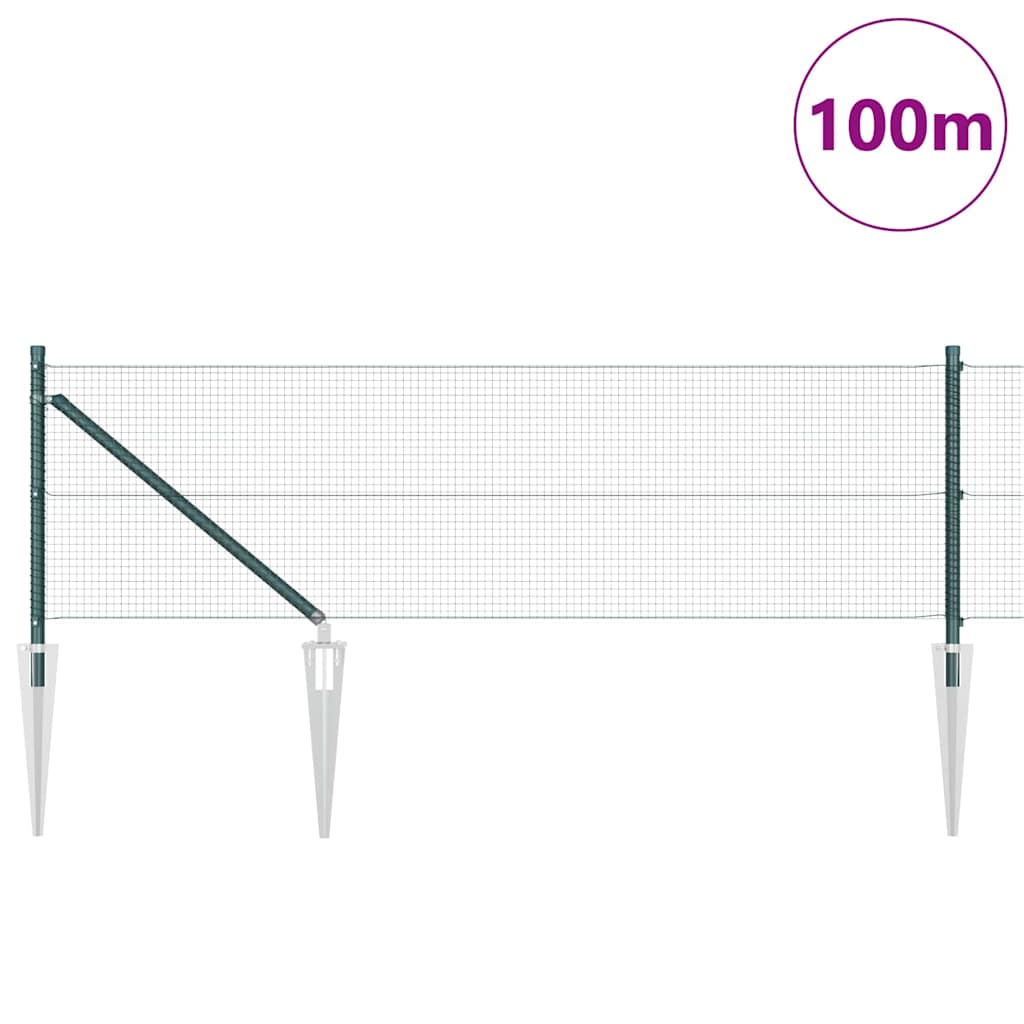 vidaXL Φράχτης Συρματόπλεγμα με 13 άγκυρες Πράσινος 0.4x100 m Χάλυβας