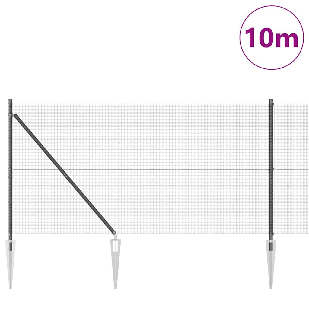 vidaXL Γαλβανισμένο Δίχτυ Περίφραξης με 7 Σφήνες Γκρι 1,2x10 m Χάλυβα