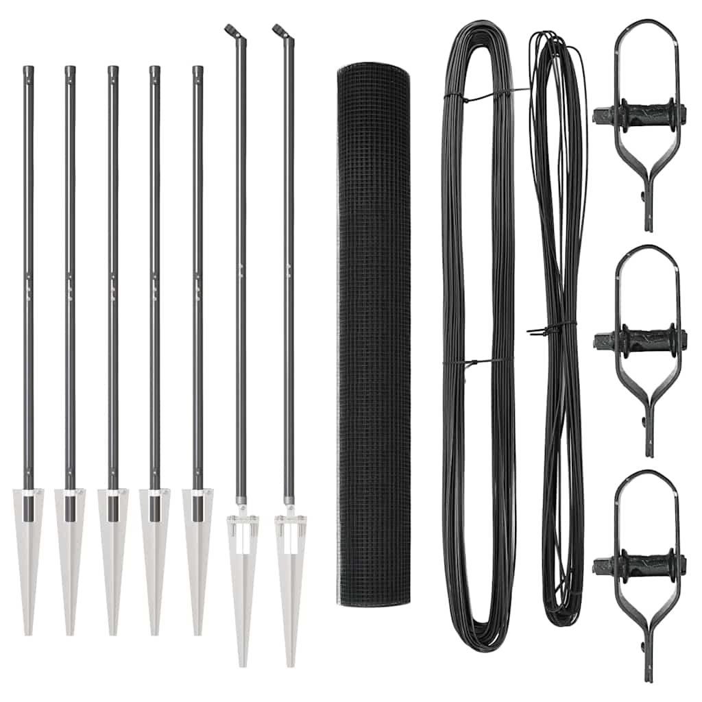 vidaXL Φράχτης Welded Wire με 7 Καρφιά Στήριξης Γκρι 1.4x10 μ Ατσάλι