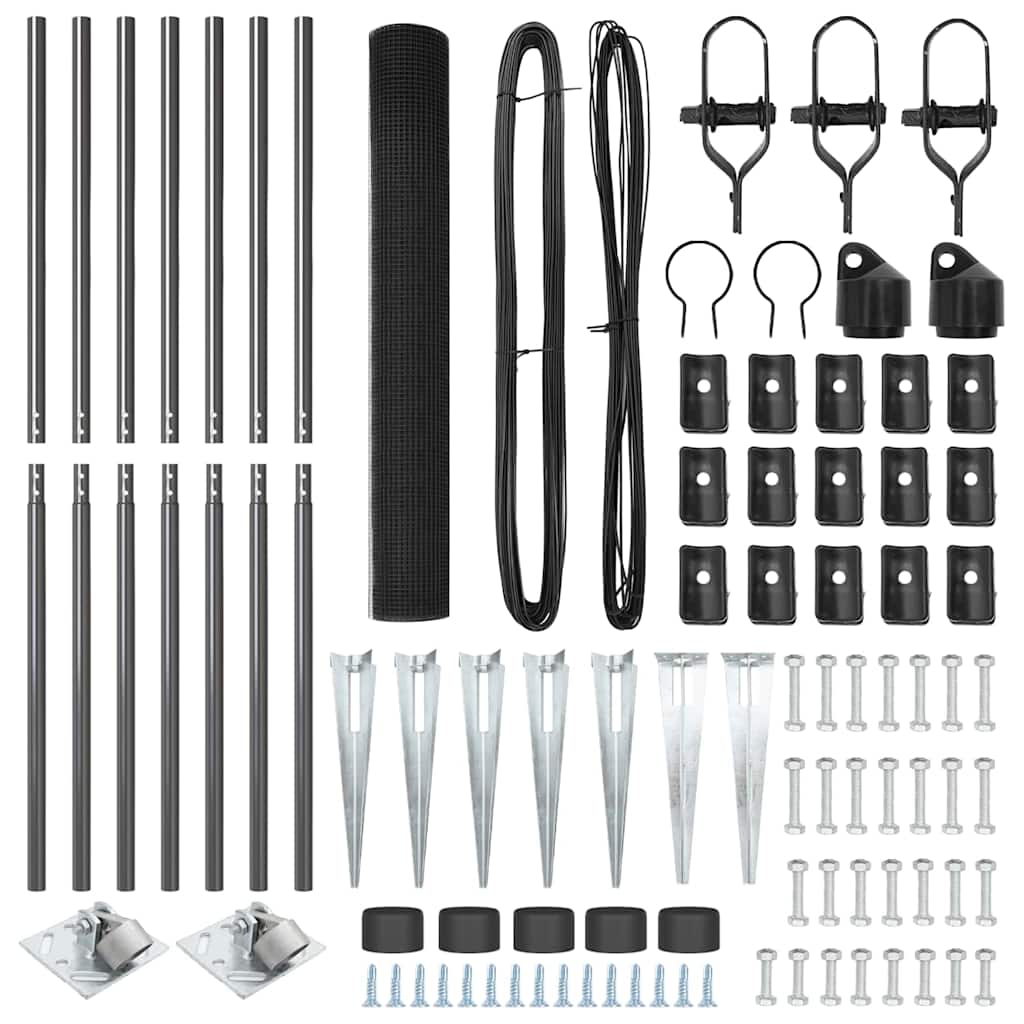 vidaXL Φράκτης Συρματόπλεγμα με 7 Σπυρίδες Γκρι 1.4x10 μ Χάλυβας