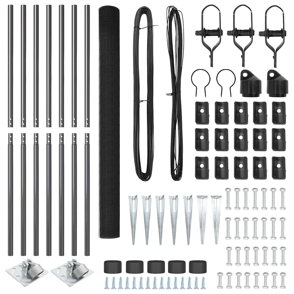 vidaXL Συγκολλητός Φράχτης με 7 Σπαστές Άγκυρες Γκρι 1.5x10 μ Ατσάλι