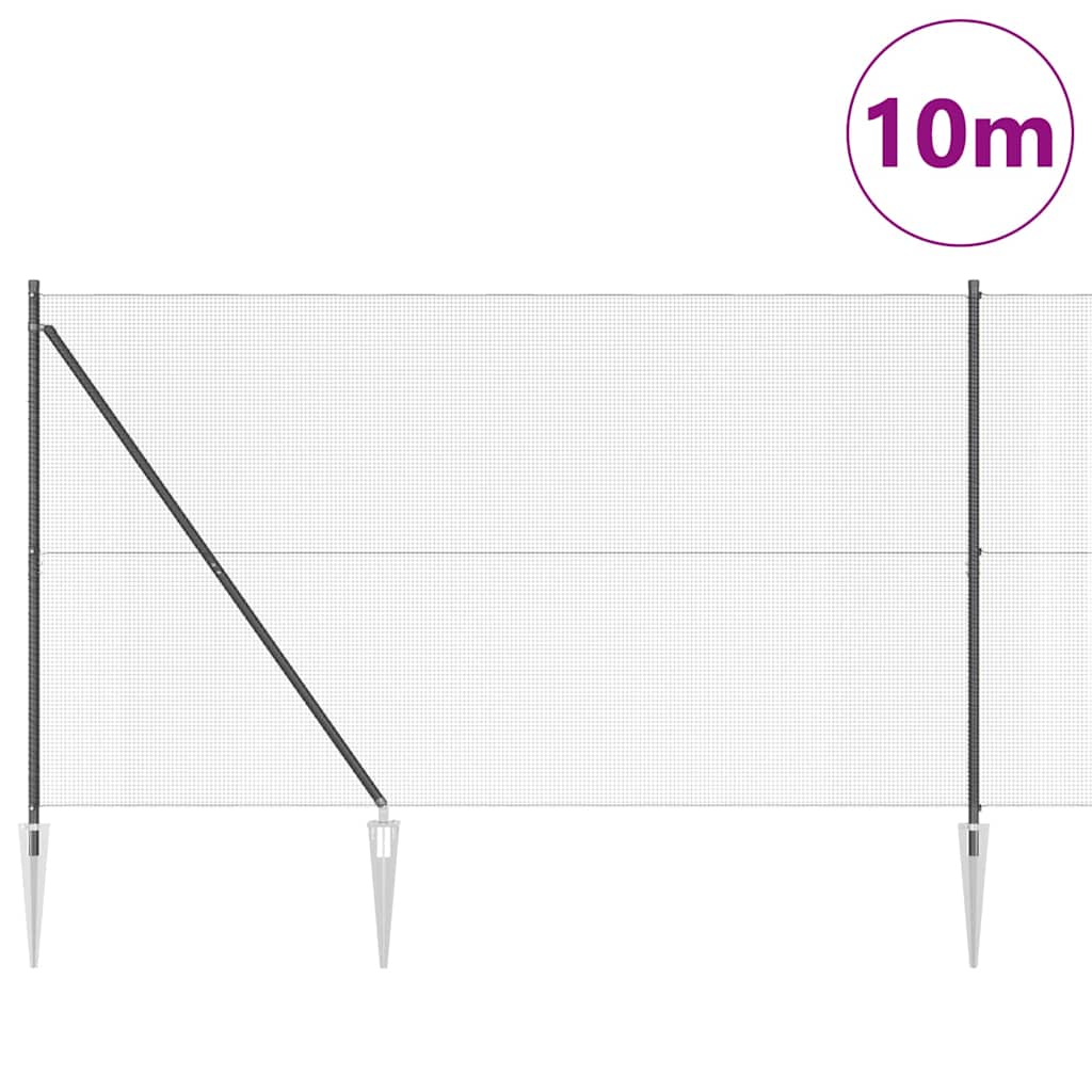 vidaXL Συρμάτινος Φράχτης με 7 Σφήνες Γκρι 1.6x10 μ Ατσάλι