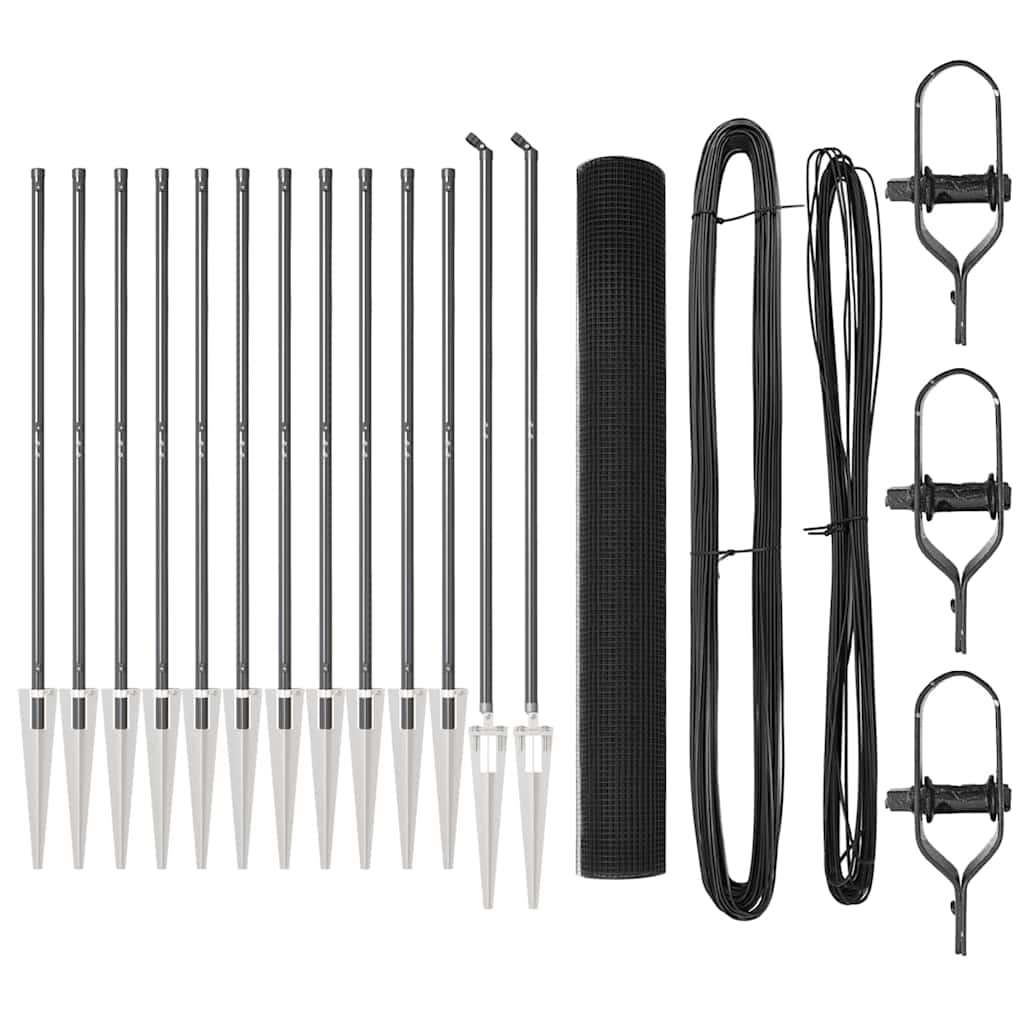 vidaXL Συρμάτινος Φράχτης με 13 Άγκυρες Γκρι 1.4x25 μ Steel