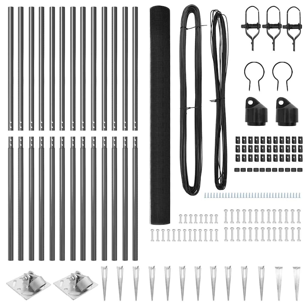 vidaXL Συρμάτινος Φράχτης με 13 Βίδες Γκρι 1.6x25 μ Ατσάλι