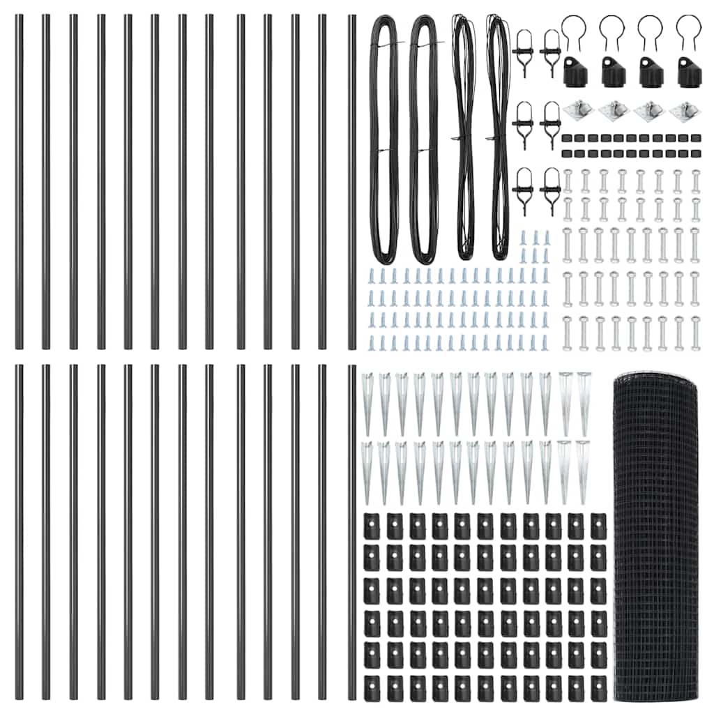 vidaXL Φράχτης με 13 άγκυρες γκρι 0.8x50 μ χάλυβα