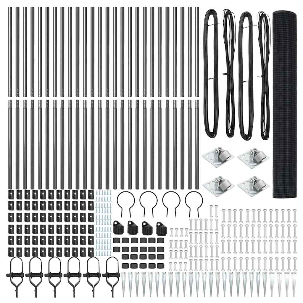 vidaXL Welded Wire Fence με 13 ακίδες Γκρι 1.4x50 m Ατσάλι