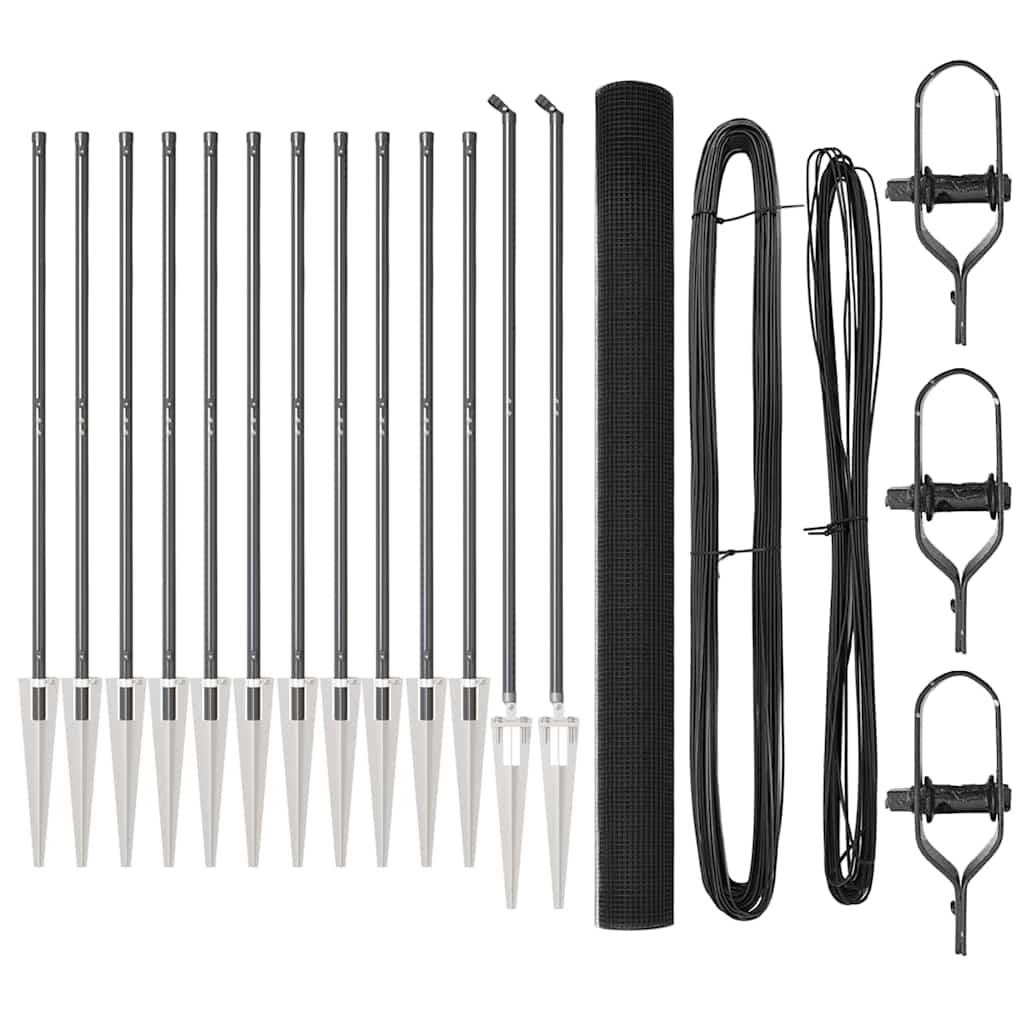 vidaXL Welded Wire Fence με 13 Σπαγγοφράκτες Γκρι 1.5x50 μ Ατσάλι