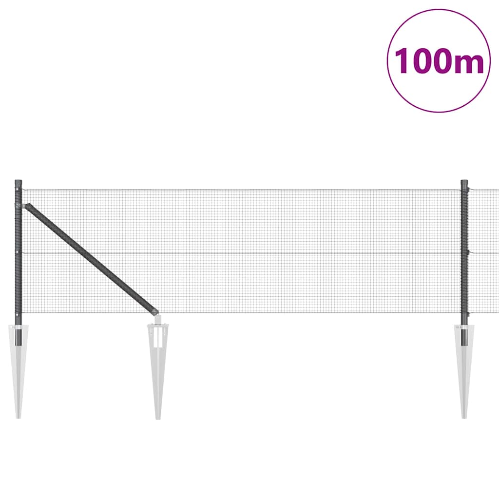 vidaXL Συγκολλητός Φράχτης με 13 Στυλίδια Γκρι 0.5x100 m Ατσάλι