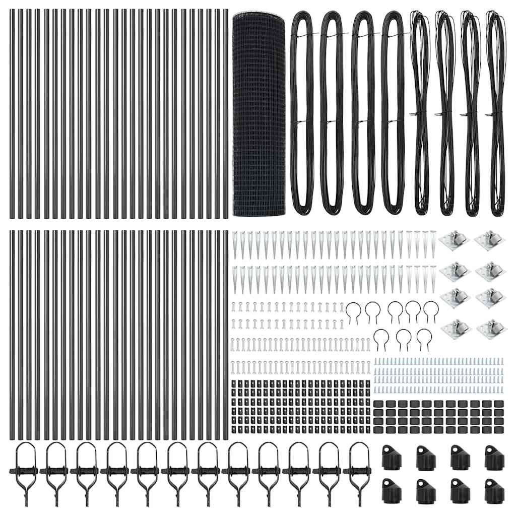 vidaXL Φράχτης Welded Wire με 13 Σπινθόγκονα Γκρι 0.8x100 μ Χάλυβα