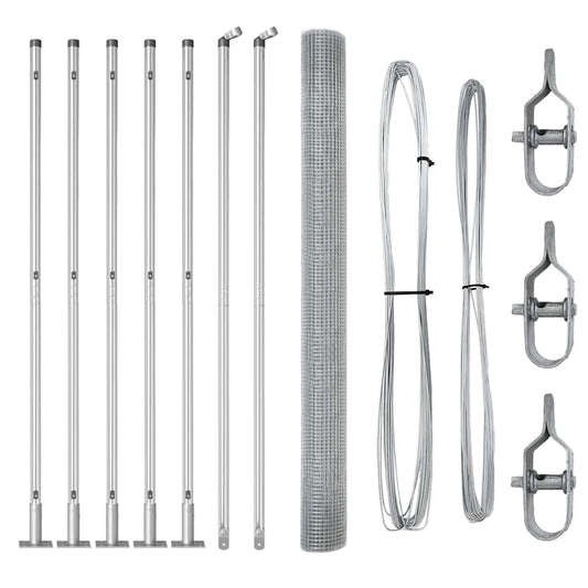 vidaXL Φράχτης με 7 φλαντζωτές στήλες 1.4x10 μ Γαλβανισμένο ατσάλι
