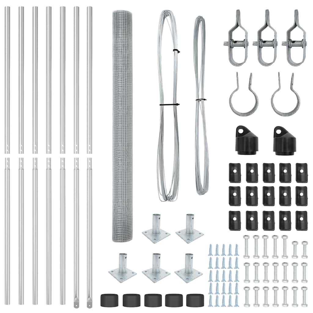 vidaXL Σετ στυλών φράχτη Σετ 2 Γαλβανισμένο ατσάλι 10 x 1.5 μ Ανθεκτικό