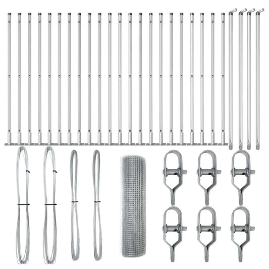 vidaXL Φράκτης με 13 γαλβανισμένους στύλους 0.4x50 μ