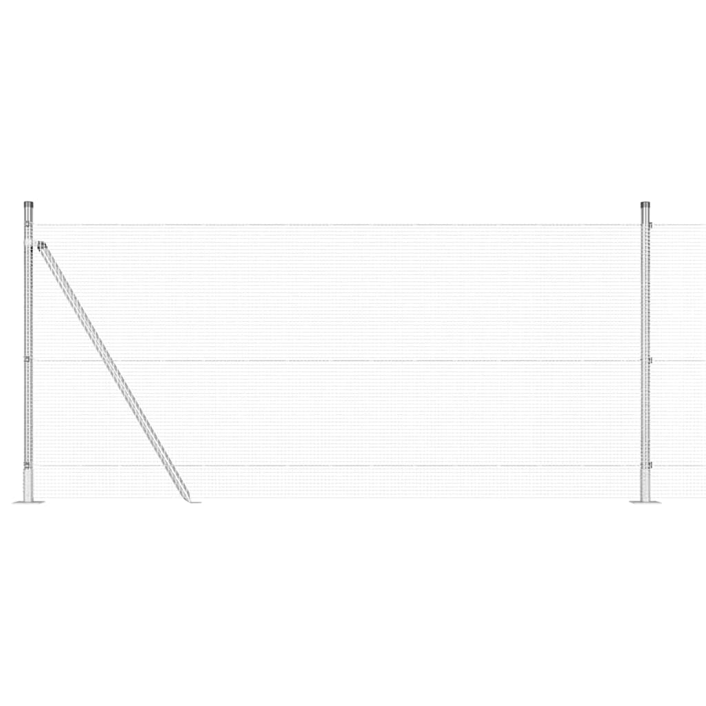vidaXL Φράχτης Συγκολλητού Σύρματος με 13 Στυλοί Φλαντζών 1x50 μ Γαλακτωμένος Χάλυβας