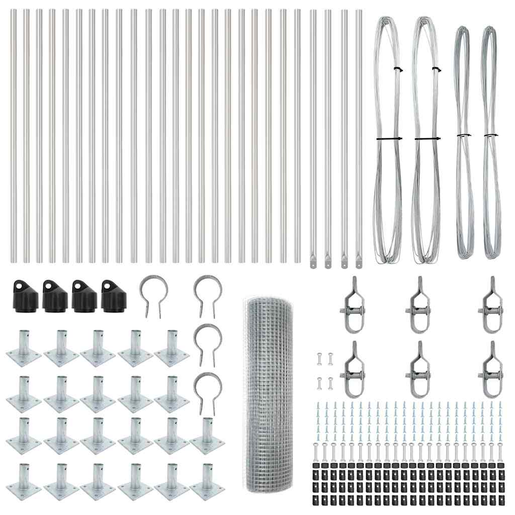 vidaXL Φράχτης Γαλβανισμένος Χάλυβας με 13 Μηχανικές Στήλες 1x50 μ