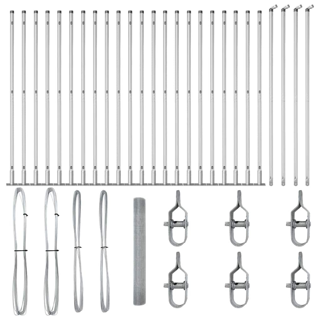 vidaXL Συρμάτινος Φράκτης με 13 Φλαντζαριστούς Πόλους 1.2x50 μ Γαλβανισμένο Ατσάλι