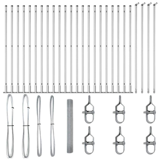 vidaXL Συρμάτινος Φράκτης με 13 Φλαντζαριστούς Πόλους 1.2x50 μ Γαλβανισμένο Ατσάλι