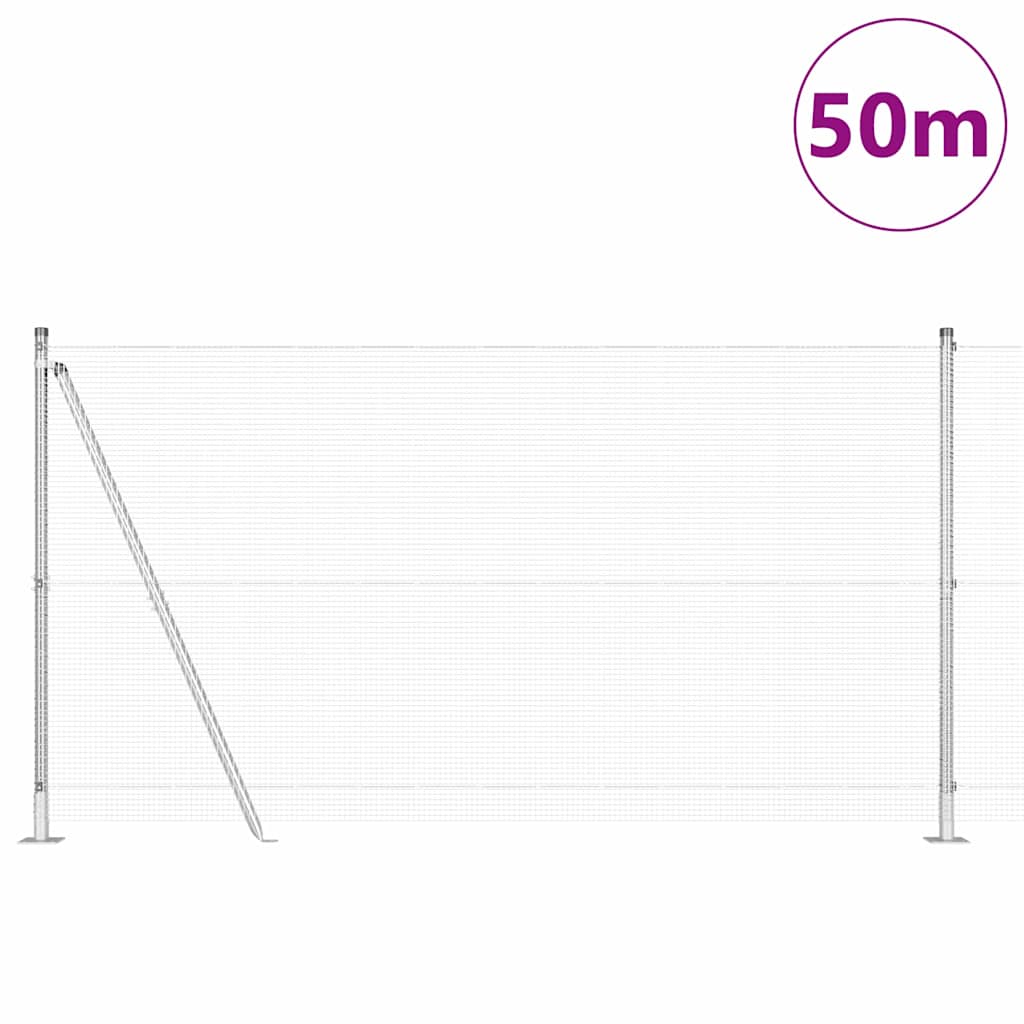 vidaXL Συρμάτινος Φράκτης με 13 Φλαντζαριστούς Πόλους 1.2x50 μ Γαλβανισμένο Ατσάλι