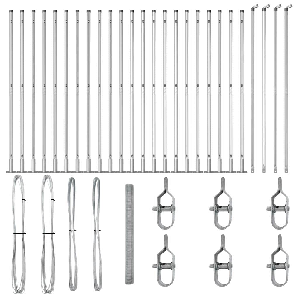 vidaXL Φράχτης με 13 Πόρους Φλόγας 1.4x50 m Γαλβανισμένος Χάλυβας
