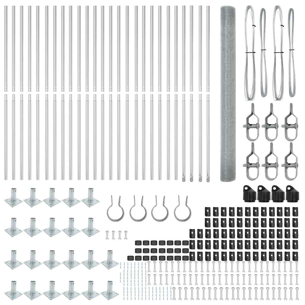 vidaXL Γαλβανισμένος Φράχτης με 13 Στύλους Φλάντζας 1.5x50 μ.