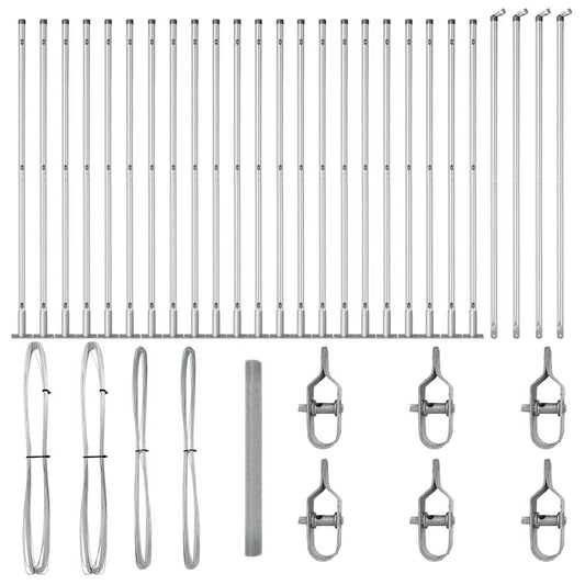 vidaXL Γαλβανισμένος Συρμάτινος Φράκτης με 13 Στήλες 1.5x50 μ Γαλβανισμένος Χάλυβας