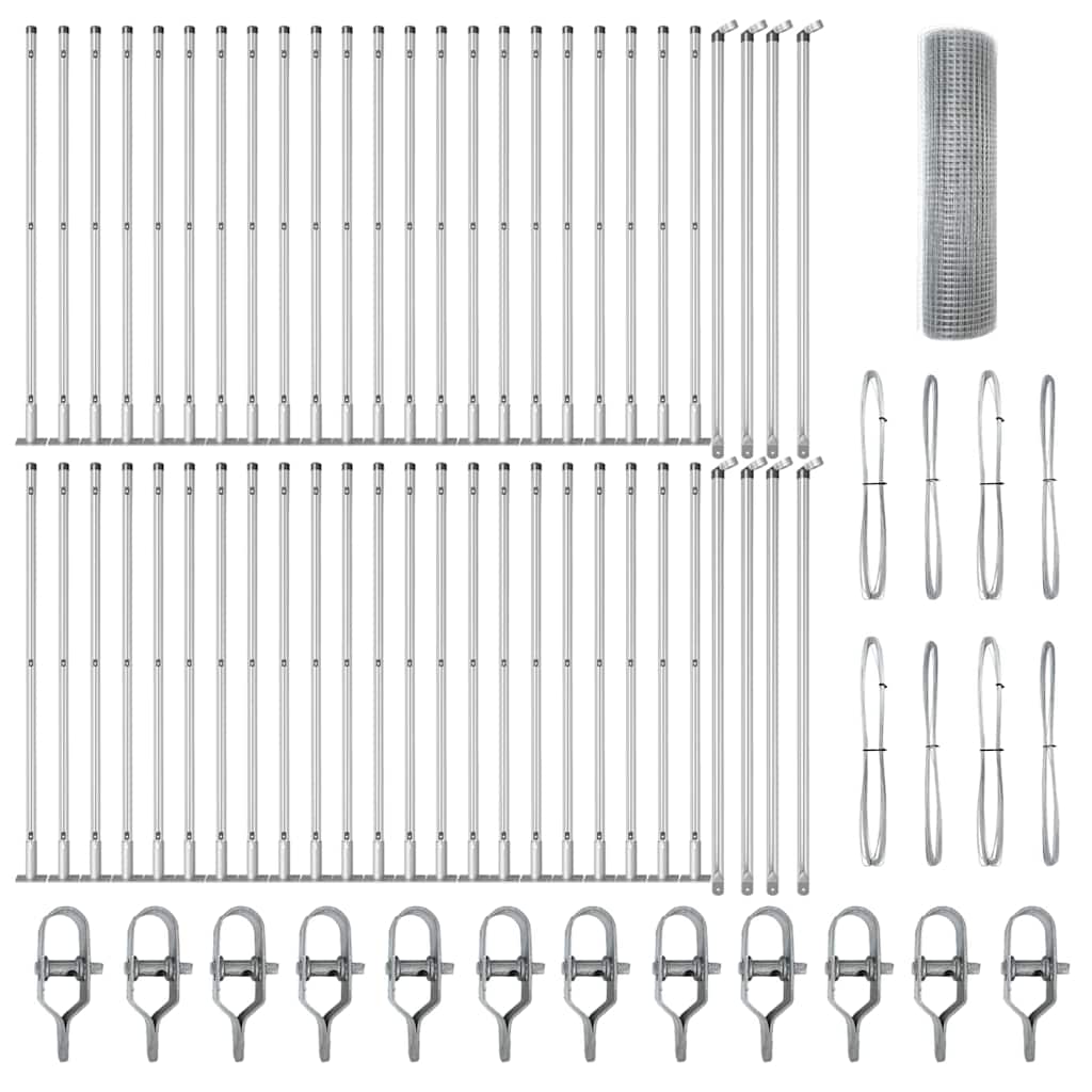 vidaXL Γαλβανισμένος Χάλυβας Φράκτη με 13 Στρατηγικούς Στύλους 0.5x100 μ