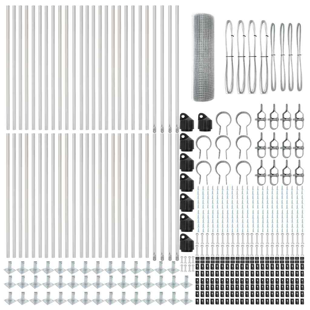 vidaXL Γαλβανισμένος Φράχτης με 13 φλαντζωτούς πόλους 0.5x100 m