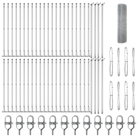 vidaXL Σιδερένιος Φράχτης με 13 Στήλες 0.6x100 μ Γαλβανισμένο Ατσάλι