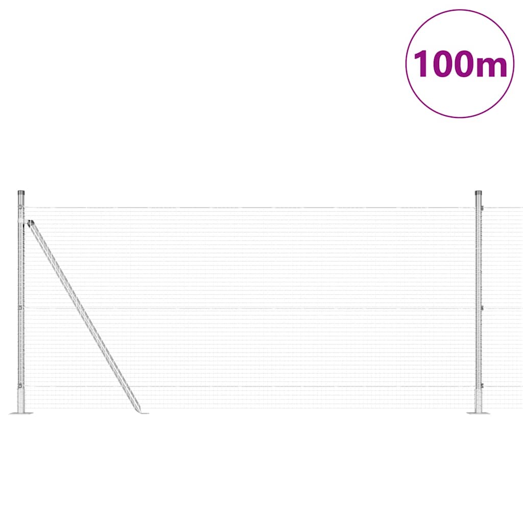 vidaXL Φράχτης Γαλβανισμένου Συρμάτινου με 13 Πτερυγικούς Πόλους 1x100 μ