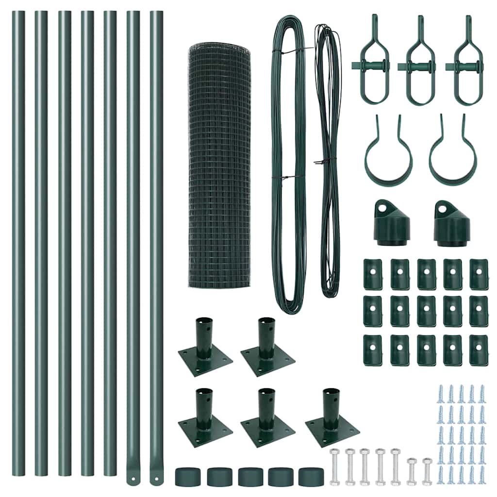 vidaXL σετ Στηλών Περιφράξεων Σετ 2 Πράσινο Μέταλλο με πλαστική επικάλυψη