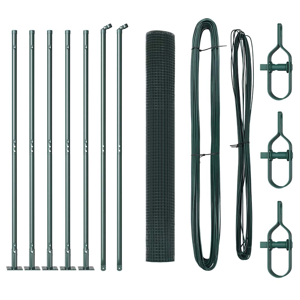 vidaXL Σετ Στυλών Ατσάλινης Περιφράξης Σετ των 2 Πράσινο