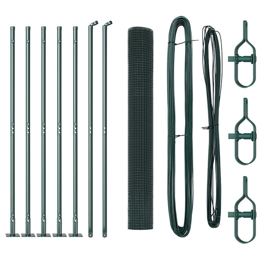 vidaXL Σετ Πόλων Φράχτη Σετ των 2 Πράσινο Μέταλλο με πλαστική επένδυση