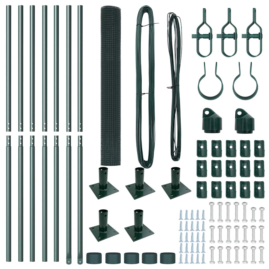 vidaXL Συρματόπλεγμα με 7 Στρογγυλά Στηρίγματα Πράσινο 1.2x10 μ Χάλυβας