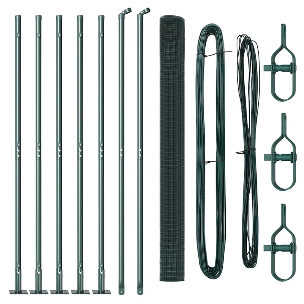 vidaXL Συρματόπλεγμα με 7 Μηχανισμούς Πράσινου Χρώματος 1.4x10 m Ατσάλι