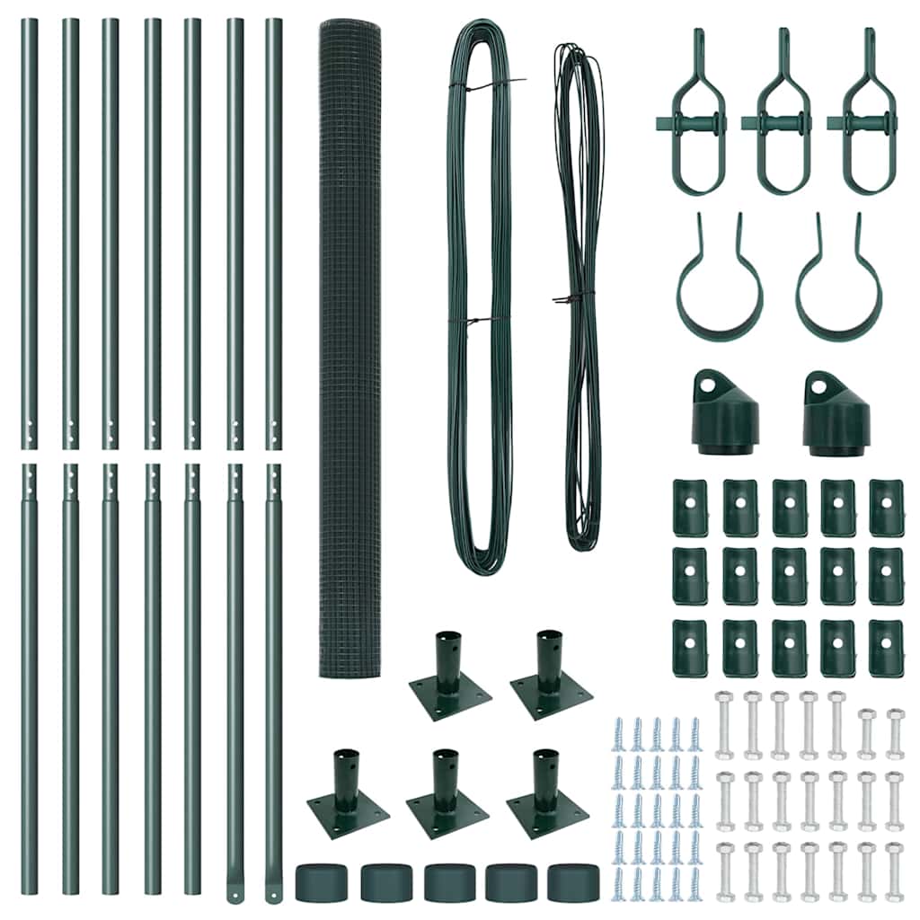 vidaXL Συρμάτινος Φράχτης με 7 Στηρίγματα Πλάγια Πράσινος 1.4x10 μ Μέταλλο