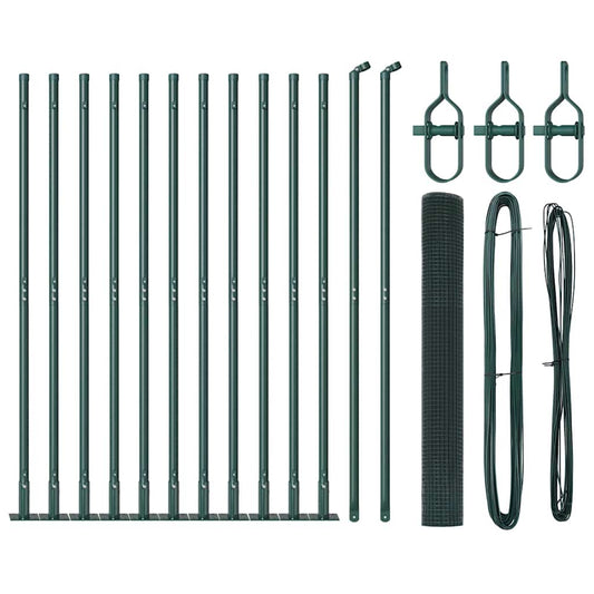 vidaXL Φράχτης Welded Wire με 13 φλαγκάτες πόστα Πράσινος 1.2x25 μ Ατσάλι