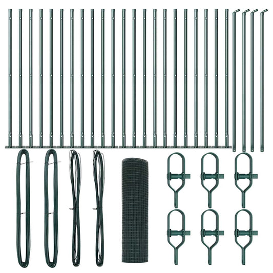 vidaXL Συγκολλητός Φράκτης με 13 Στυλ Φλάντζας Πράσινος 0.5x50 μ Σίδηρος