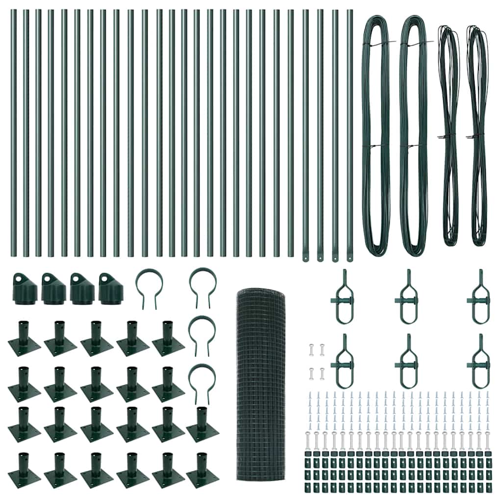 vidaXL Συγκολλητός Φράκτης με 13 Στήλες Φλάγγερ Πράσινος 0.5x50 μ Ατσάλι