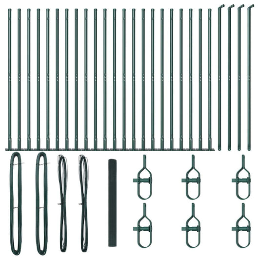 vidaXL Φράχτης Συρμάτινος με 13 Πάσσαλους Φλάντζας Πράσινος 1.4x50 μ Χάλυβας